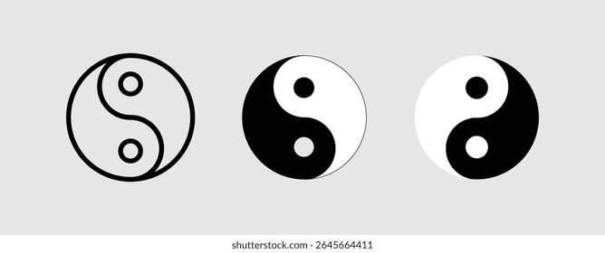 Yin Yang icon set. Celestial Yin Yang Icon Symbol. Yin-Yang set of flat simple vector icons.
