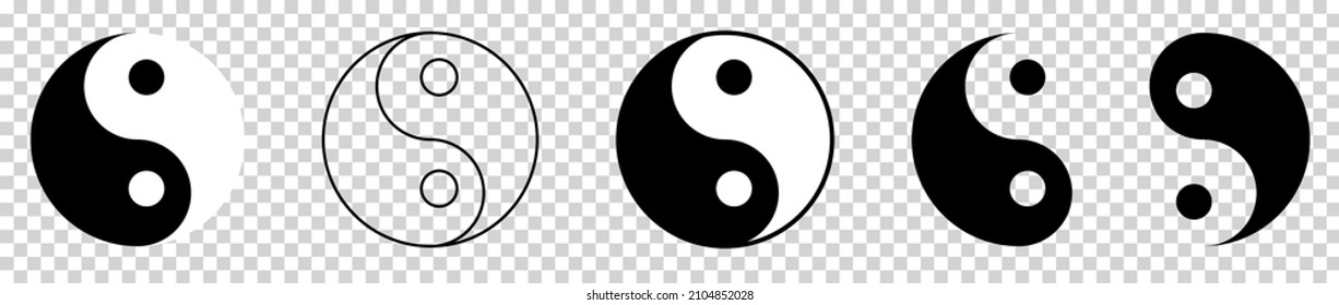Yin Yang icon set isolated on transparent background. Vector illustration
