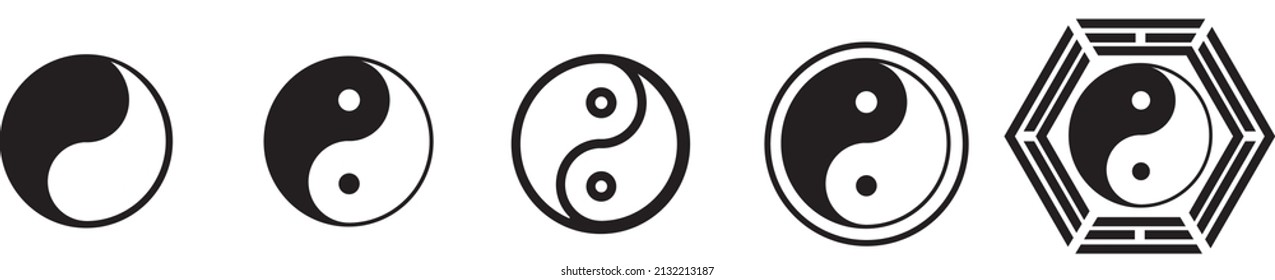 Yin Yang icon set, Yin and Yang symbol isolated on white background