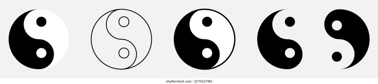 Yin Yang icon set. Symbol of harmony and balance
