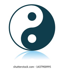 Yin And Yang Icon. Shadow Reflection Design. Vector Illustration.