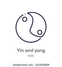 yin and yang icon from shapes and symbols outline collection. Thin line yin and yang icon isolated on white background.