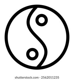 Yin yang icon with simple and line style