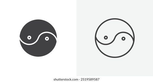 Yin yang icon. solid filled and stroke thin line style eps 10