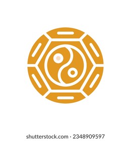 Yin and yang icon solid orange yellow colour chinese new year vector element and symbol perfect.