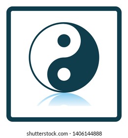 Yin And Yang Icon. Square Shadow Reflection Design. Vector Illustration.