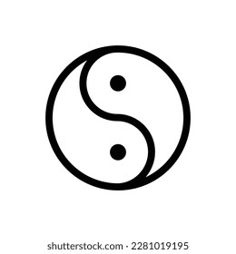 Yin Yang Icon Symbol Black Outline High Quality Vector. EPS10