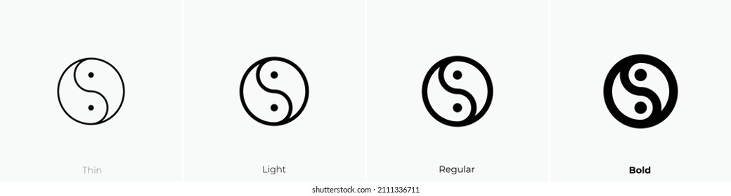 yin yang icon. Thin, Light Regular And Bold style design isolated on white background