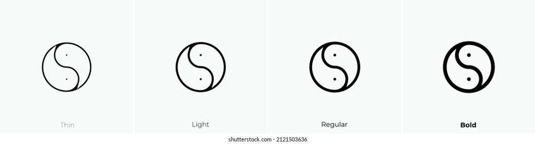 yin yang icon. Thin, Light Regular And Bold style design isolated on white background