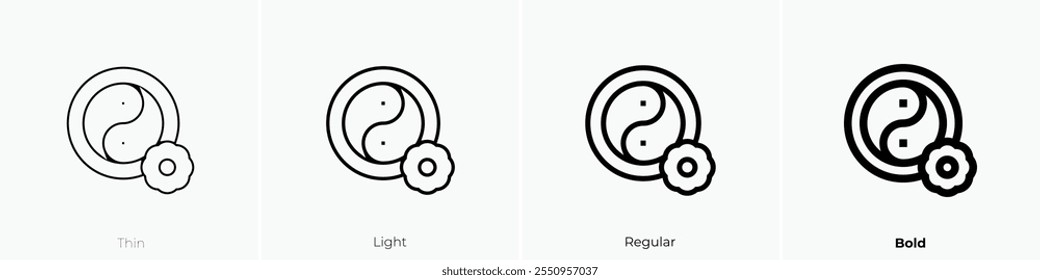 yin yang icon. Thin, Light Regular And Bold style design isolated on white background