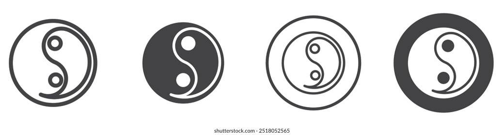 Yin yang icon thin line illustration