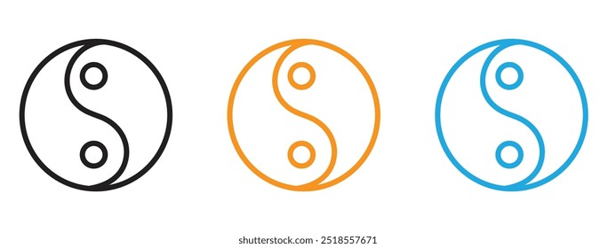 Yin yang icon Thin line illustration set