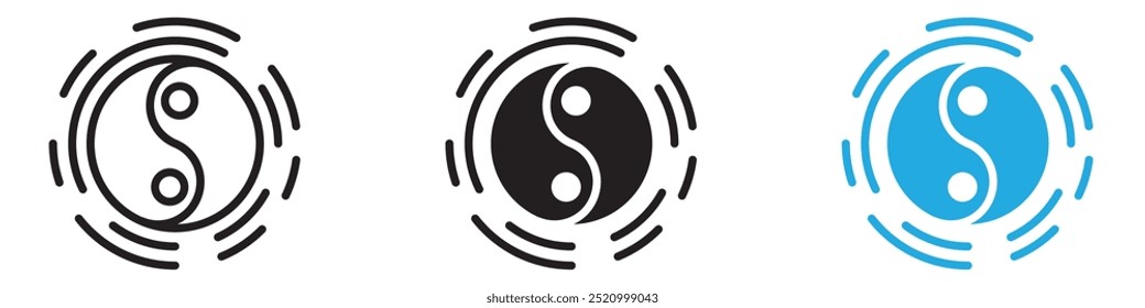 Yin yang icon thin line illustration