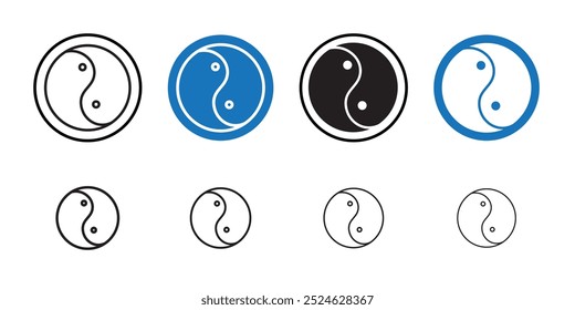 Yin yang icon Thin line art collection