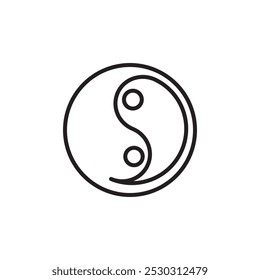 Yin yang icon Thin line art isolated