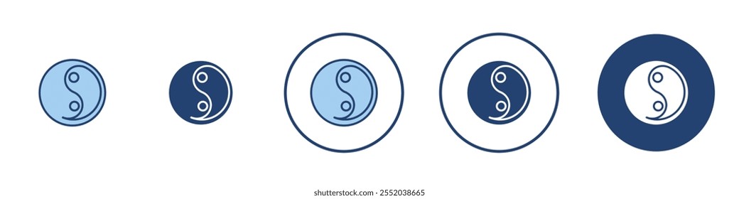 Yin yang icon Thin line art isolated