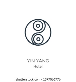 Yin yang icon. Thin linear yin yang outline icon isolated on white background from accommodation collection. Line vector sign, symbol for web and mobile