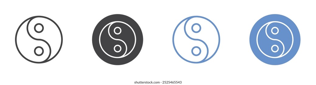 Yin yang icon Thin outline art symbol