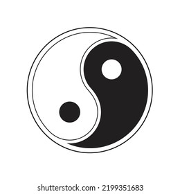 Yin yang icon vector, yin yang black and white symbol.