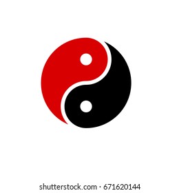 yin yang icon vector harmony symbol  vector   red and black