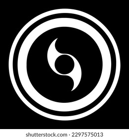 Yin and Yang icon. Vector illustration. White on the black.