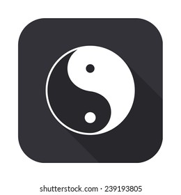 yin yang icon - vector illustration with long shadow isolated on gray