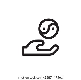 Yin Yang icon vector. Linear style sign for mobile concept and web design. Yin Yang symbol illustration. Pixel vector graphics - Vector.