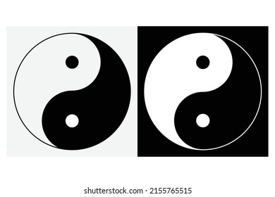 YIN-YANG-Symbol, Vektorgrafik, schwarz-weißes Yin-Yang auf weißem Hintergrund.