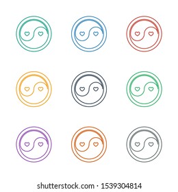 yin yang icon white background. Editable line yin yang icon from love. Trendy yin yang icon for web and mobile.