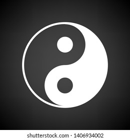 Yin And Yang Icon. White on Black Background. Vector Illustration.