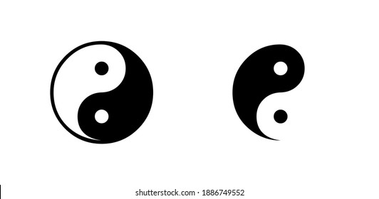 Yin Yang icons on white background.  Isolated vector illustration flat style