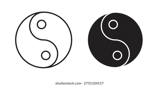 Yin yang icons set. Simple line vector illustration