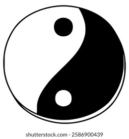 yin and yang illustration hand drawn outline vector