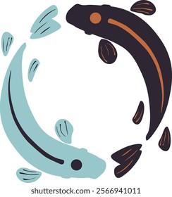 Yin and Yang Koi Fish Abstract Illustration