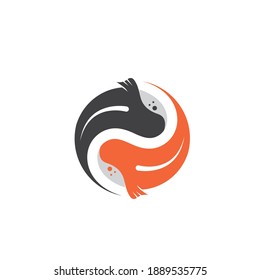 yin yang koi fish  concept design vector icon illustration template