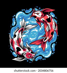 Yin Yang Koi Fish Illustration for your business or merchandise