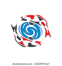 yin yang koi fish logo icon vector element design template web