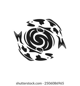 yin yang koi fish logo icon vector element design template web