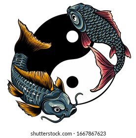 Yin Yang Koi fish vector illustration art