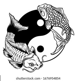 Yin Yang Koi fish vector illustration art