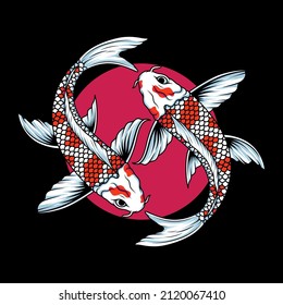 Yin yang koi vector illustration on separated background