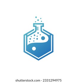 Yin Yang Lab icon illustration logo design template, Yin Yang Chemistry Logo design vector