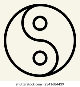Yin Yang line icon. Harmony and balance symbol, outline style pictogram on beige background. Yin-yang Buddhism philosophy sign mobile concept web design. Vector graphics.