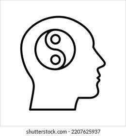 Yin and yang line icon, outline vector sign, black and white yin yang. vector illustration on white background.