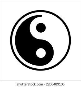 Yin and yang line icon, outline vector sign, black and white yin yang. vector illustration on white background.