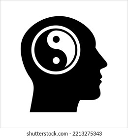 Yin and yang line icon, outline vector sign, black and white yin yang. vector illustration on white background.