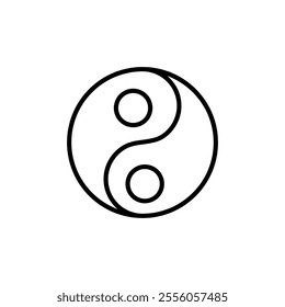 Yin and yang line icon, vector flat black simple linear illustration for web and app..eps