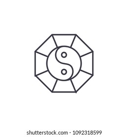 Yin & yang linear icon concept. Yin & yang line vector sign, symbol, illustration.