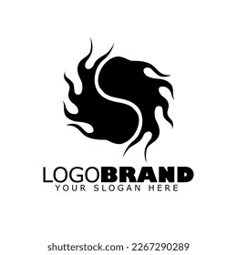 yin and yang logo with fire. marmonic silhouette of fire. the logo describes the alignment of the brand or business. vectors