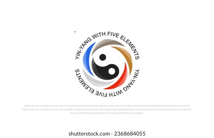 yin and yang logo with five elements in circle shape